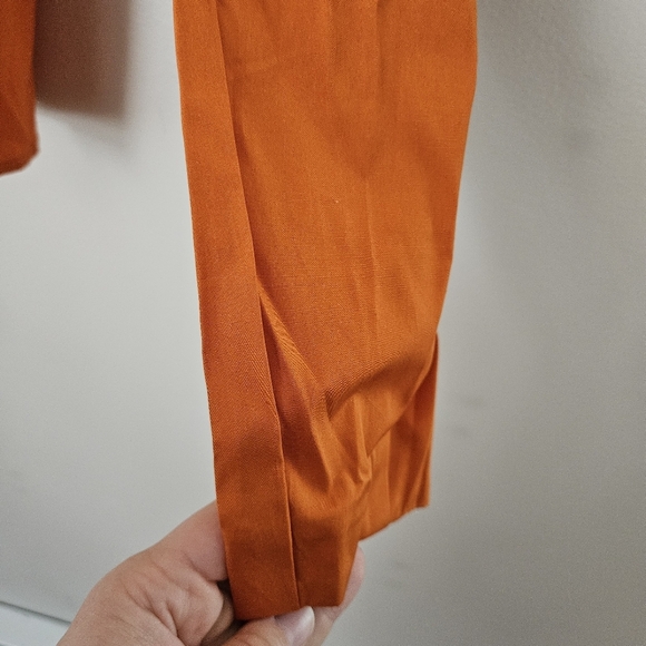 Harshman Blouse Liana Burnt Orange Tie Bow Off One Shoulder Poplin Fall Casual - Picture 5 of 14